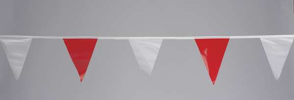 Cortina Safety Products Pennants, Vinyl, Red/White, 60 ft. 03-401-60