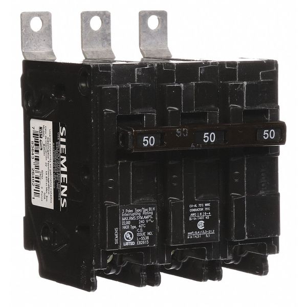 Siemens Miniature Circuit Breaker, BL Series 50A, 3 Pole, 240V AC B350H