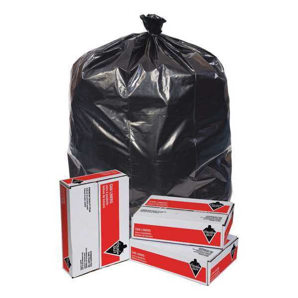 Tough Guy Trash Bags, 96 Gal, 52 in W, 75 in H, 2 mil Thick, Super Heavy  Strength, Black 50 Pack 6FWH8