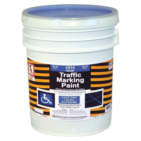 Rae Traffic Zone Marking Paint, 5 gal., Handicap Blue, Latex Acrylic -Based 4834