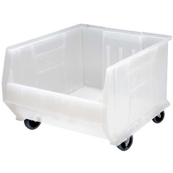 Quantum Storage Systems 250 lb Mobile Storage Bin, Polypropylene, 18 1/4 in W, 12 in H, 23 7/8 in L, Clear QUS965MOBCL