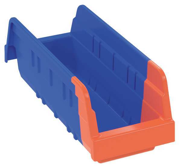 Akro-Mils 10 lb Shelf Storage Bin, Plastic, 4 1/4 in W, 4 in H, 11 5/8 in L, Blue/Orange 36442BLUE