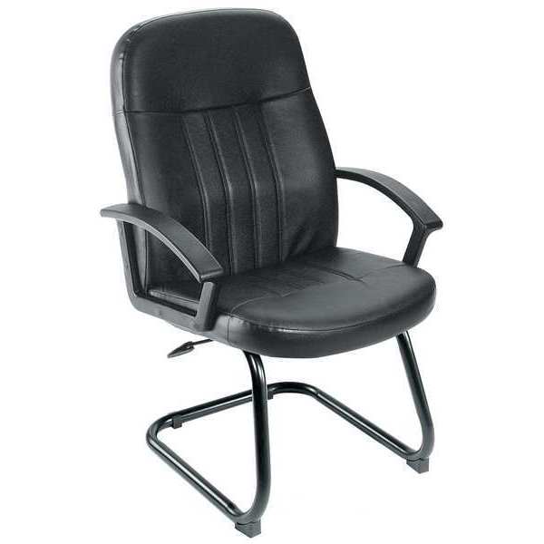 Zoro Select Black Guest Chair, 25 1/2" W 26" L 41" H, Fixed, Leather Seat 6GNN5