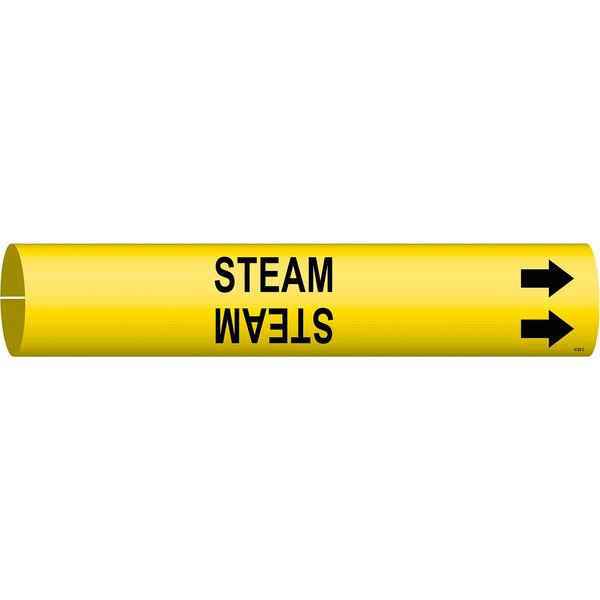 Brady Pipe Marker, Steam, Yel, 2-1/2 to 3-7/8 In 4129-C