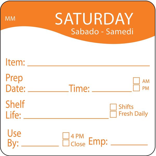 Daymark Day Label, Saturday, 3-1/4 In. W, PK500 1122126