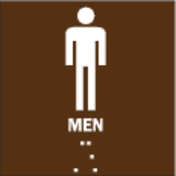 Brady Restroom Sign, 8X8", WHT/BR, Men, ENG, 70128 70128