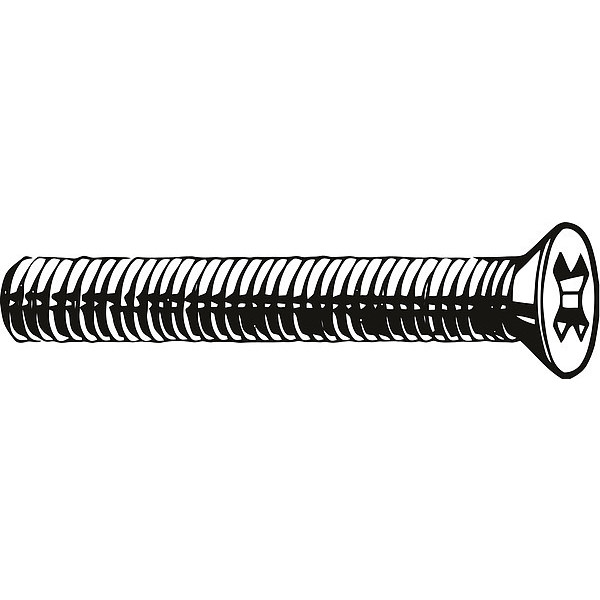 Zoro Select #2-56 x 9/16 in Phillips Flat Machine Screw, Plain 18-8 Stainless Steel, 100 PK U51300.008.0056