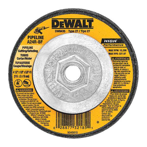 Dewalt 4-1/2" x 1/8" x 5/8"-11 High Performance Pipeline Wheel DW8435
