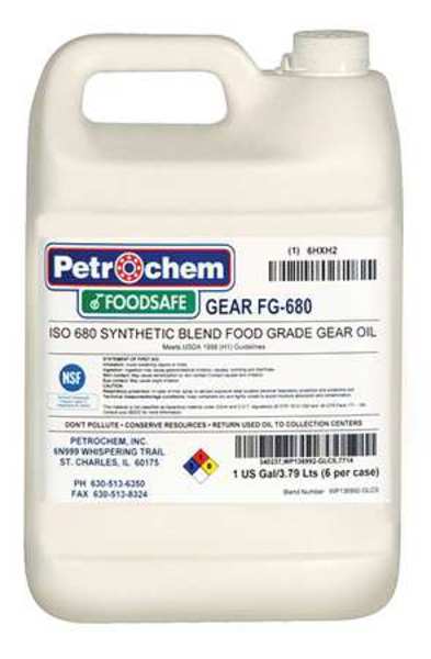 Petrochem 1 gal Gear Oil Can 680 ISO Viscosity, 140 SAE, Clear FOODSAFE GEAR FG-680-001