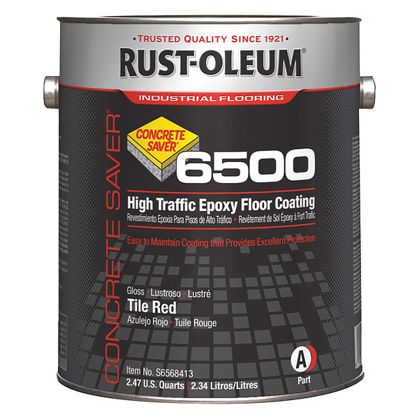 Rust-Oleum 1 gal Floor Coating, High Gloss Finish, Tile Red, Solvent Base S6568413