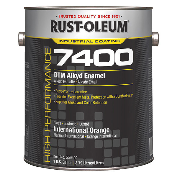 Rust-Oleum Interior/Exterior Paint, High Gloss, Oil Base, International Orange, 1 gal 559402