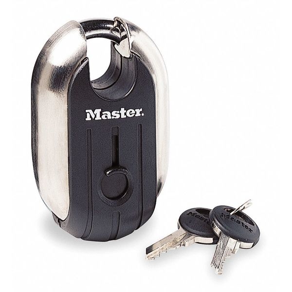 Master Lock Padlock, Keyed Different, Partially Hidden Shackle, Oval Titanium Body, Steel Shackle, 3/4 in W 187
