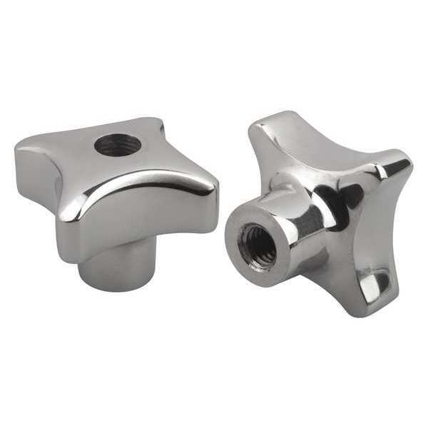 Kipp Palm Grip, DIN 6335, D=5/16-18 D1= 40 H=26, Style D, Tapped and Drilled, Stainless Steel Polished K0146.4040A32