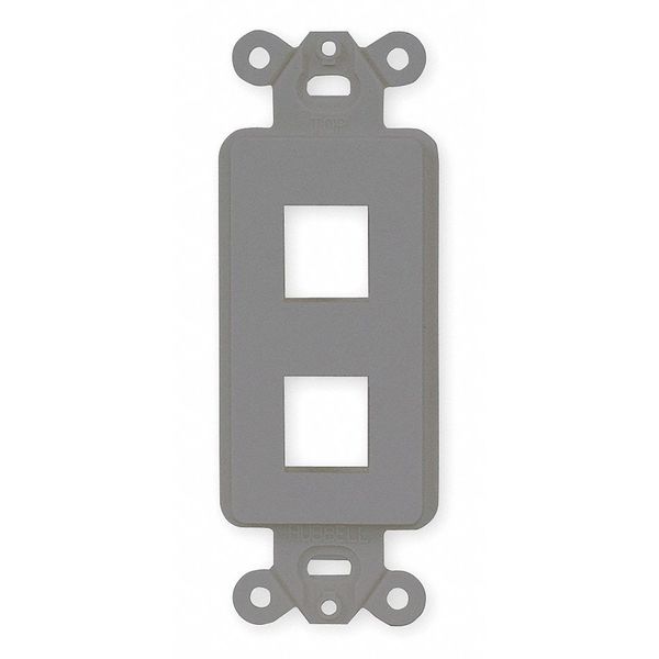 Hubbell Premise Wiring Outlet Frame, 2 Port, Flush Mount, Gray NS612GY