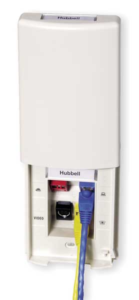 Hubbell Premise Wiring Wall Plate, 4port, 1gang TPF1OW