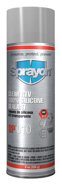 Sprayon Mildew and Water Resistant RTV Silicone Sealant, 8 oz, Clear, Temp Range 80 to 450 Degrees F S00010000
