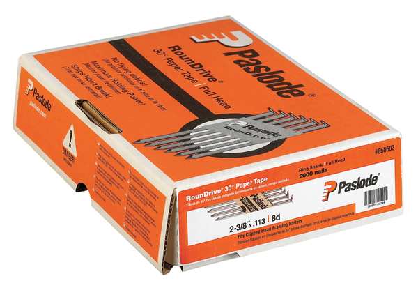 Paslode Collated Framing Nail, 2-3/8 in L, Not Applicable, Brite, Offset Round Head, 30 Degrees, 2000 PK 650603