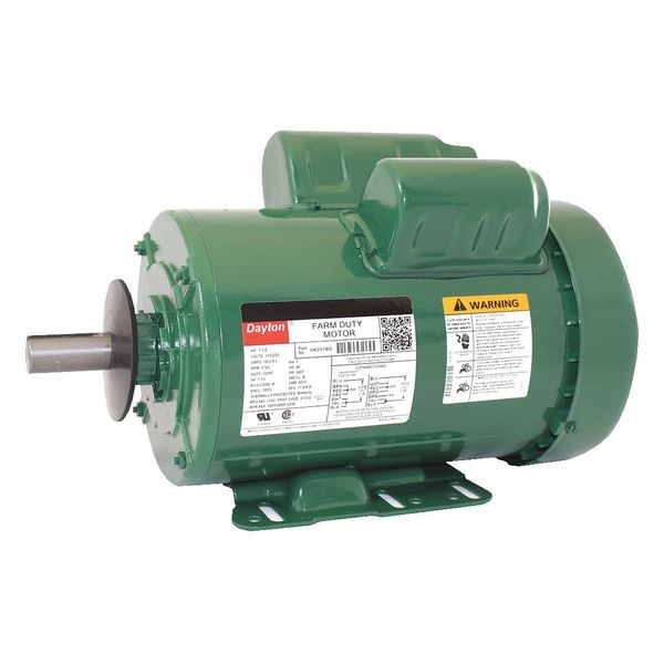 Dayton High Torque Farm Duty Motor, Capacitor-Start/Run, 1 1/2 HP, 115/230V AC, 1,725 Nameplate RPM 6K311