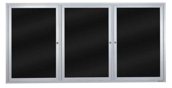 United Visual Products Enclosed Dry Erase Bulletin Board 36"x72", 3 Door UV855B-SATIN-BLMELD
