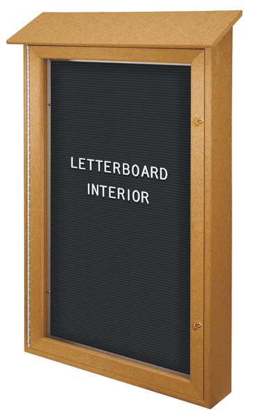 United Visual Products Outdoor Enclosed Letter Board 36"x72", 1 Door, Vinyl UVSD4832LB-CEDAR