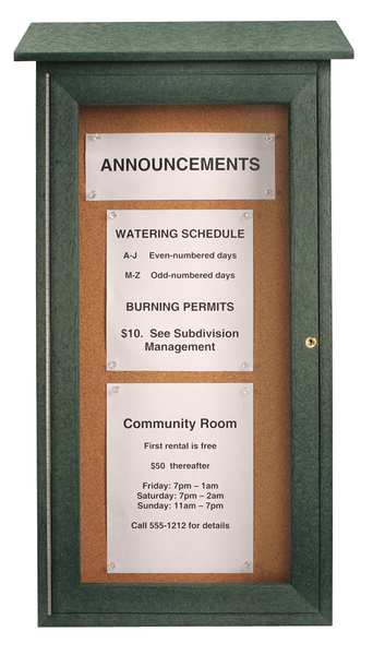 United Visual Products Enclosed Outdoor Bulletin Board 34x16" Tack UVDM1634-WOODGRN