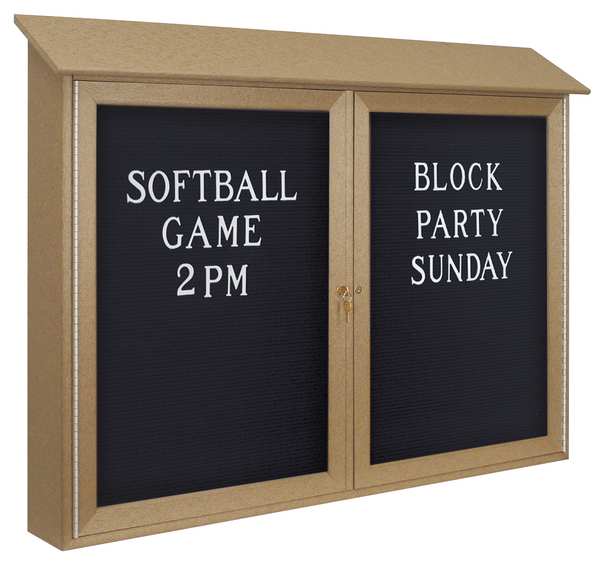 United Visual Products Outdoor Enclosed Letter Board 34"x24", 2 Door, Vinyl UVDD4536LB-SAND