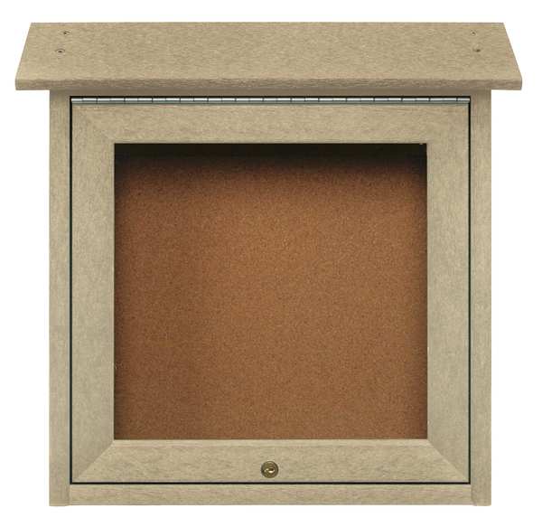 United Visual Products Enclosed Outdoor Bulletin Board, 18"x18", Tack UVSM1818-SAND