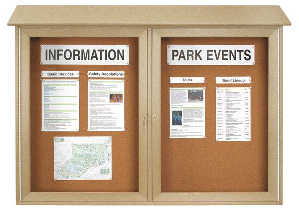 United Visual Products Enclosed Outdoor Bulletin Board 52x40", Tack UVDD5240-SAND