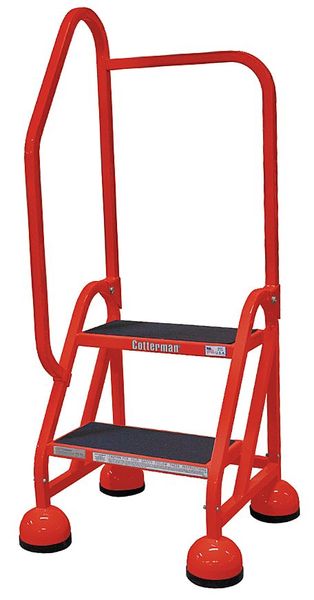 Cotterman 48 in H Steel Rolling Ladder, 2 Steps, 450 lb Load Capacity ST-202 A2 C6 P5