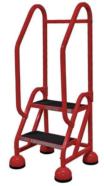 Cotterman 48 in H Steel Rolling Ladder, 2 Steps, 450 lb Load Capacity ST-221 A2 C6 P5
