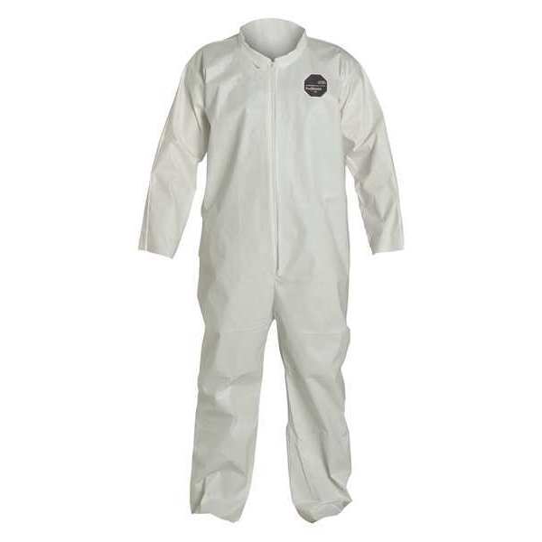 Dupont Collared Disposable Coveralls, XL, 25 PK, White, Microporous Film Laminate, Zipper NG120SWHXL002500