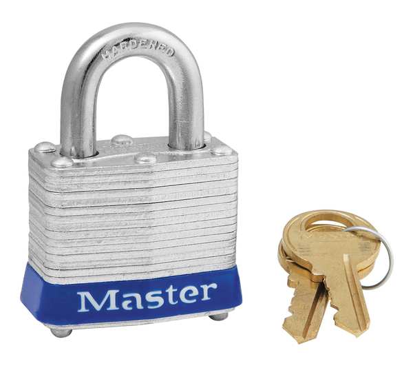 Master Lock Lockout Padlock, KA, Blue, 1-1/4"H, PK3 3KAS3BLU
