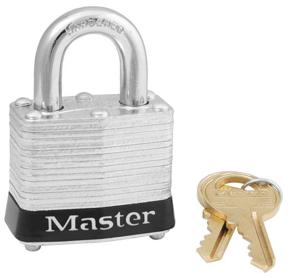 Master Lock Lockout Padlock, KA, Black, 1-1/4"H, PK12 3KAS12BLK