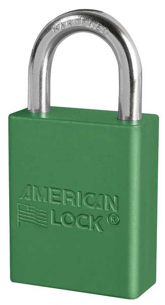 American Lock Lockout Padlock, KA, Green, 1-7/8"H, PK6 A1105KAS6GRN