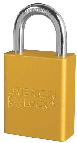 American Lock Lockout Padlock, KA, Yellow, 1-7/8"H, PK12 A1105KAS12YLW