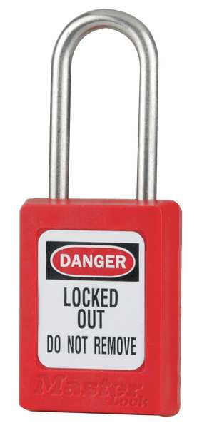 Master Lock Lockout Padlock, KA, Red, 1-7/8"H, PK3, Key Type: Alike S31KAS3RED