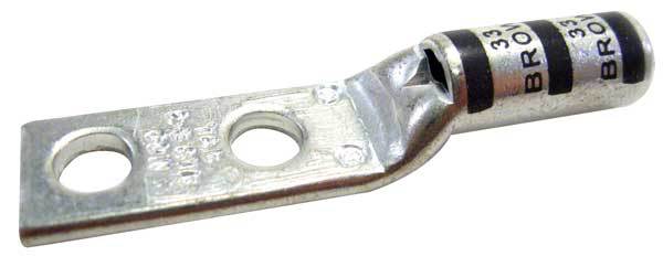 Abb Two Hole Lug Compression Connector, 2 AWG 54855BEPH