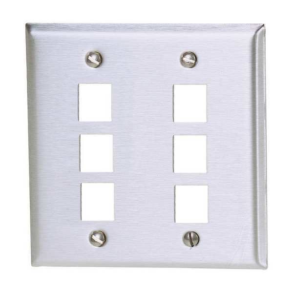 Hubbell Premise Wiring Wall Plate, 6 Port SSF206