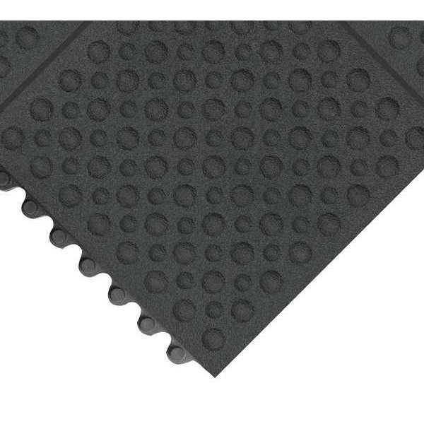 Notrax Antifatigue Mat, Black, 3 ft. L x 3 ft. W, Rubber, Bubble Surface Pattern, 3/4" Thick 557S0033BL