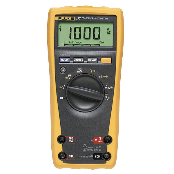 Fluke Digital Multimeter, 1,000 Max. AC Volts, 1,000 Max. DC Volts, 10 Max. AC Amps, 10 Max. DC Amps Fluke-177