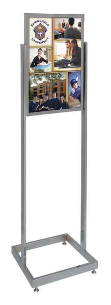 United Visual Products Sign Holder, Pedestal, 14x22, Alum, Chrome UVE58110-chrome