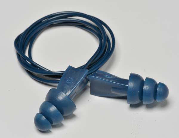 Tasco Tri-Grip Reusable Rubber Vinyl Ear Plugs, Flanged Shape, 27 dB, Blue, 1 PR 100-09011