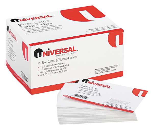 Universal 4" x 6" Unruled Index Cards, Pk100 UNV47220