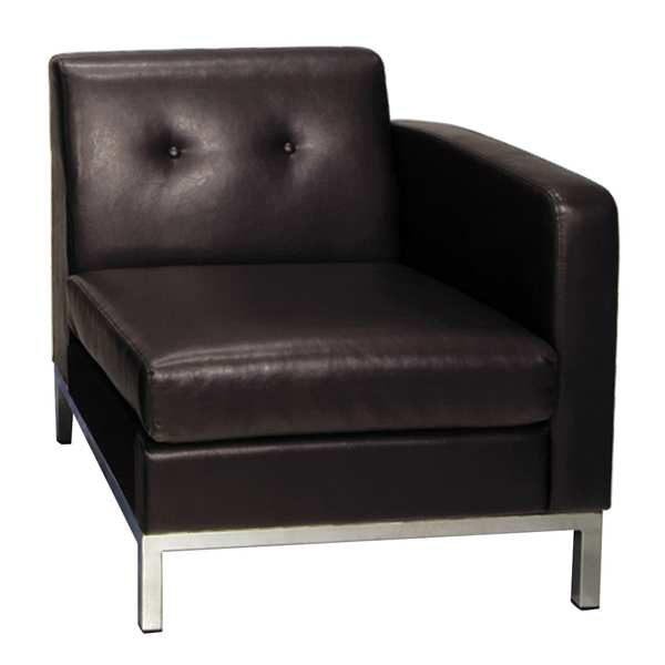 Office Star Espresso Arm Chair, 27" W 28" L 31" H, Leather Seat, Collection: Wall Street Series WST51RF-E34