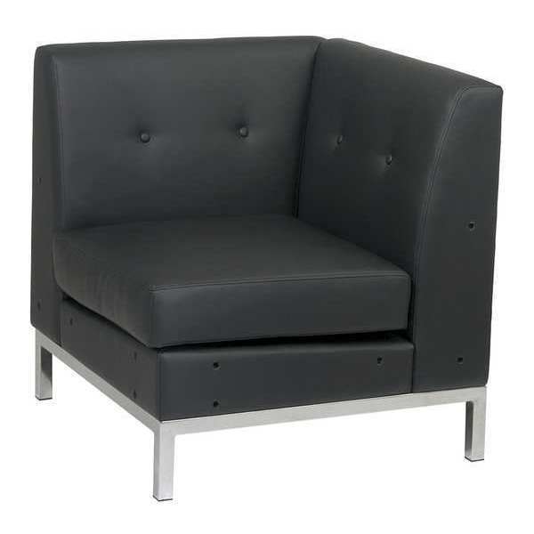 Office Star Black Corner Chair, 28" W 28" L 31" H, Fixed, Leather Seat, Collection: Wall Street Series WST51C-B18