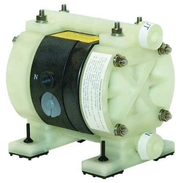 Dayton Double Diaphragm Pump, Polypropylene, Air Operated, PTFE, 3.25 GPM 6PY37