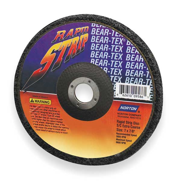 Norton Abrasives Depressed Center Wheels, Type 27, 4 1/2 in Dia, 0.5 in Thick, 7/8 in Arbor Hole Size 66261009649