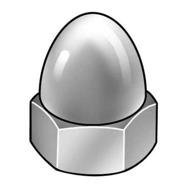 Zoro Select Standard Crown Cap Nut, 1/4"-20, 18-8 Stainless Steel, Plain, 15/32 in H, 25 PK CPB022