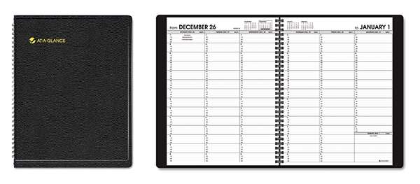 At-A-Glance Planner, Weekly, 8-1/4 x 10-7/8in, Black AAG7095005