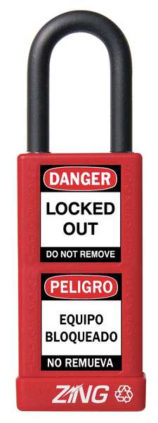 Zing Lockout Padlock, KA, Red, 3"H 7071